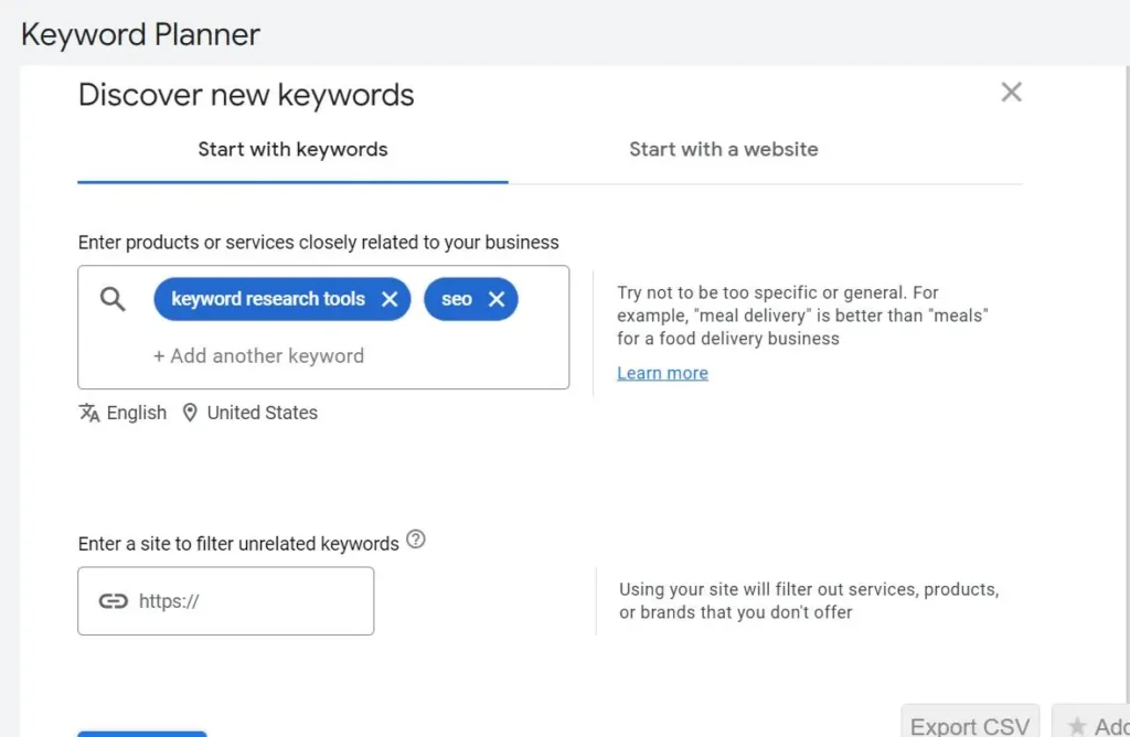 google keyword planner